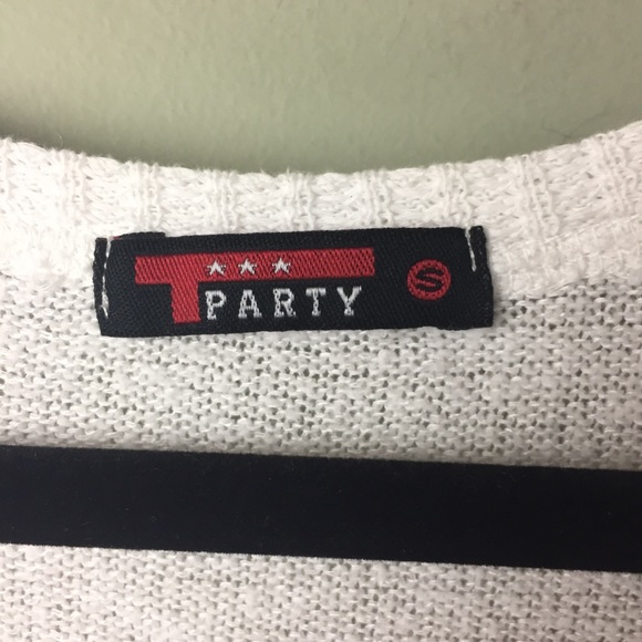 T Party Raw Trim Ruffle Waffle Knit Thermal Dropped Shoulder White Top Sz Small - Picture 3 of 8